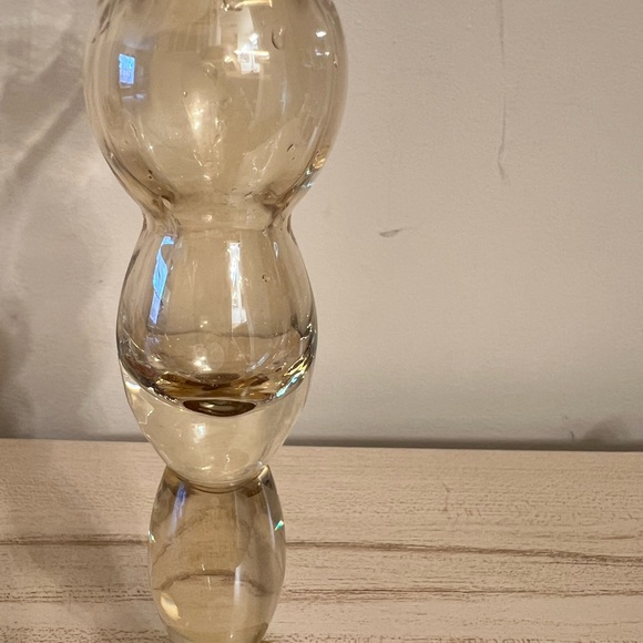 Bombay glass made in Poland tall light amber color with gold accents vase - Picture 6 of 8